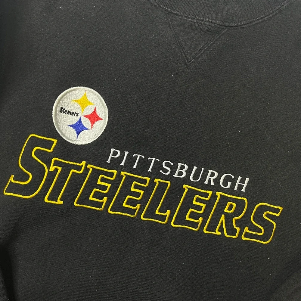 Vintage Black Puma Pittsburgh Steelers Crewneck Sweatshirt Size Large - Picture 4 of 4